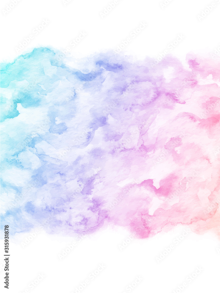 Hand painted vector colorful watercolor texture for cards and wedding invitations of purple, blue and pink gradient colors