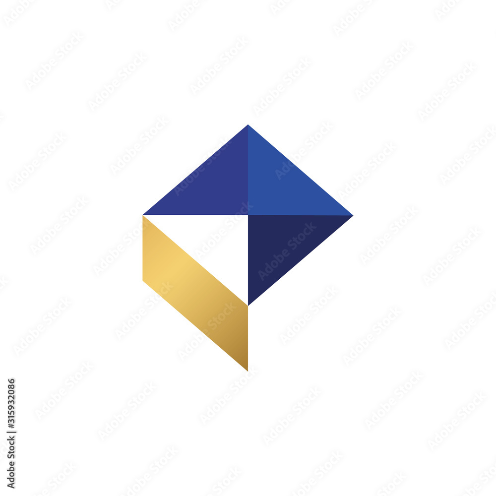 Abstract geometric premium blue and gold P initial logo template vector Abstract geometric premium blue and gold P initial logo template vector