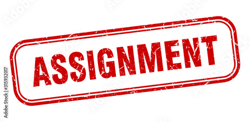 assignment stamp. assignment square grunge red sign