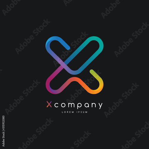 Colorful gradient X letter initial logo template vector, modern app, tech branding design photo