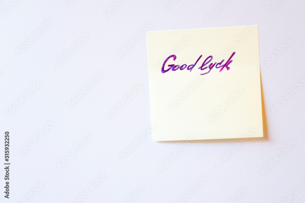 Wall sticker with text: good lyck. Message in the Internet community. Wall sticker with text: good lyck. Message in the Internet community.