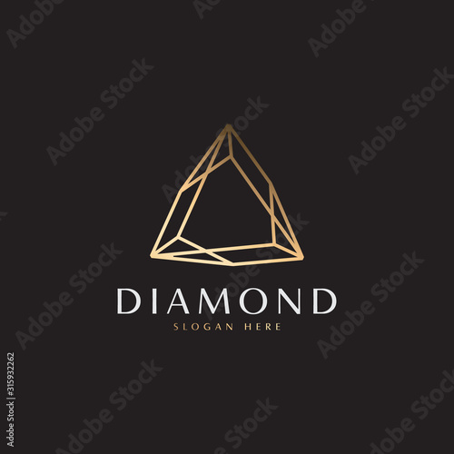 Abstract luxury symmetrical geometry lines diamond logo template