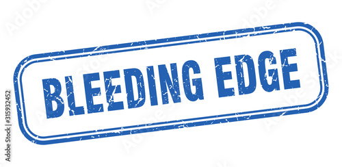 bleeding edge stamp. bleeding edge square grunge blue sign