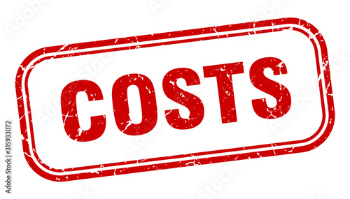 costs stamp. costs square grunge red sign