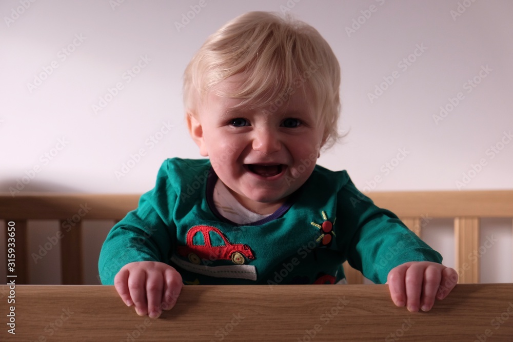 Cute Baby Boy In Cot Cute Baby Boy In Cot