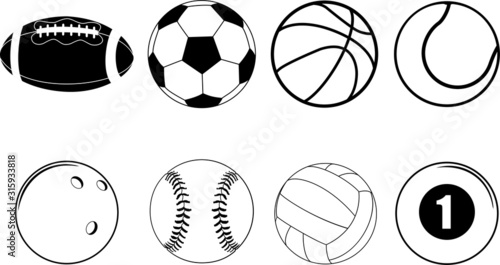 sports ball equipment on white background