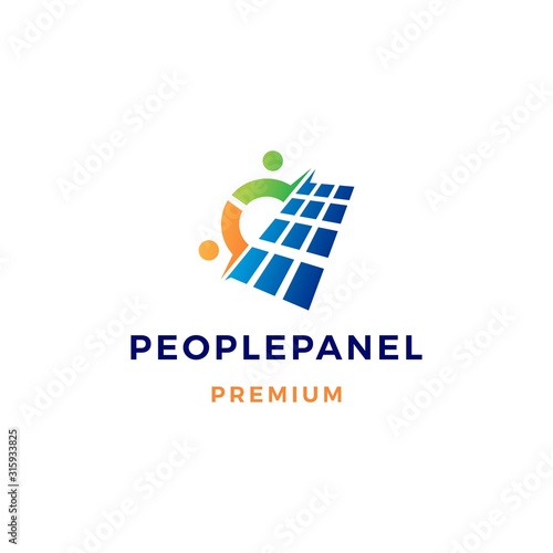 people solar panel logo vector icon illustration
