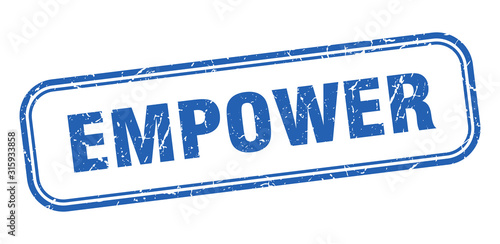 empower stamp. empower square grunge blue sign