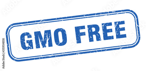 gmo free stamp. gmo free square grunge blue sign