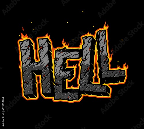 Vintage fiery Hell inscription concept