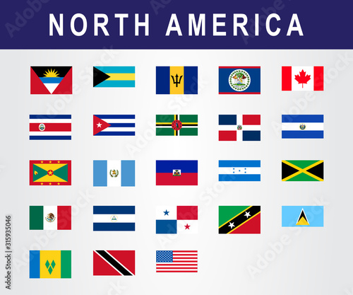 Set of Nort American Countries Flag