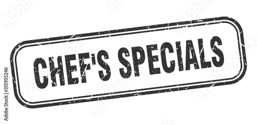 chef's specials stamp. chef's specials square grunge black sign