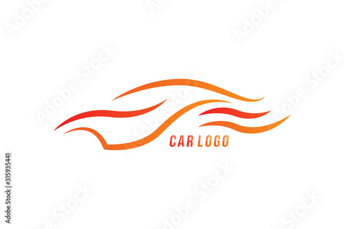 Free Download Sports car logo. Vector template made in the form of an automobile silhouette in fire. - GFXLoad