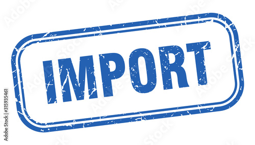 import stamp. import square grunge blue sign