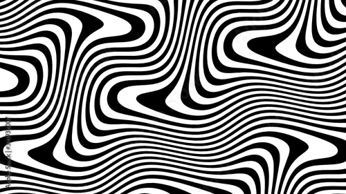 Vector - black and white curve wave line abstract illusion.