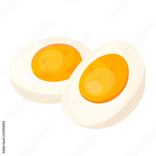 Hard boiled egg halves flat vector illustrations