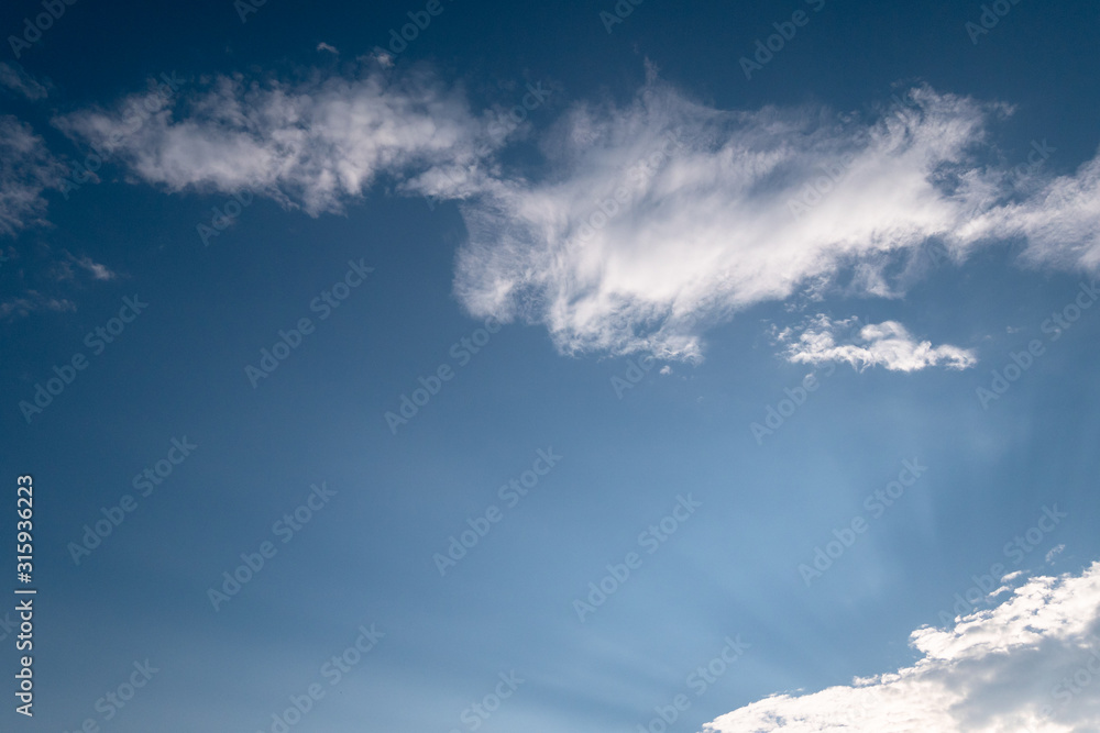 Blue Sky and Clouds. Daylight, mood. View, White clouds in the beautiful blue sky, Clouds in the blue sky. Oxygen, environment. Blue Sky and Clouds. Daylight, mood. View, White clouds in the beautiful blue sky, Clouds in the blue sky. Oxygen, environment.