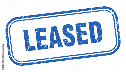 leased stamp. leased square grunge blue sign
