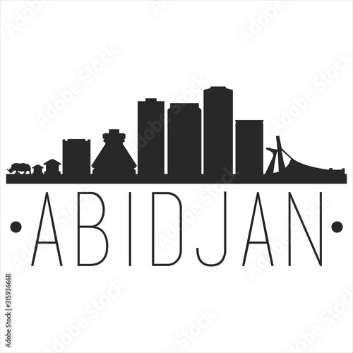 Abidjan Ivory Coast. City Skyline. Silhouette City. Design Vector. Famous Monuments.