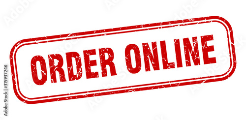 order online stamp. order online square grunge red sign