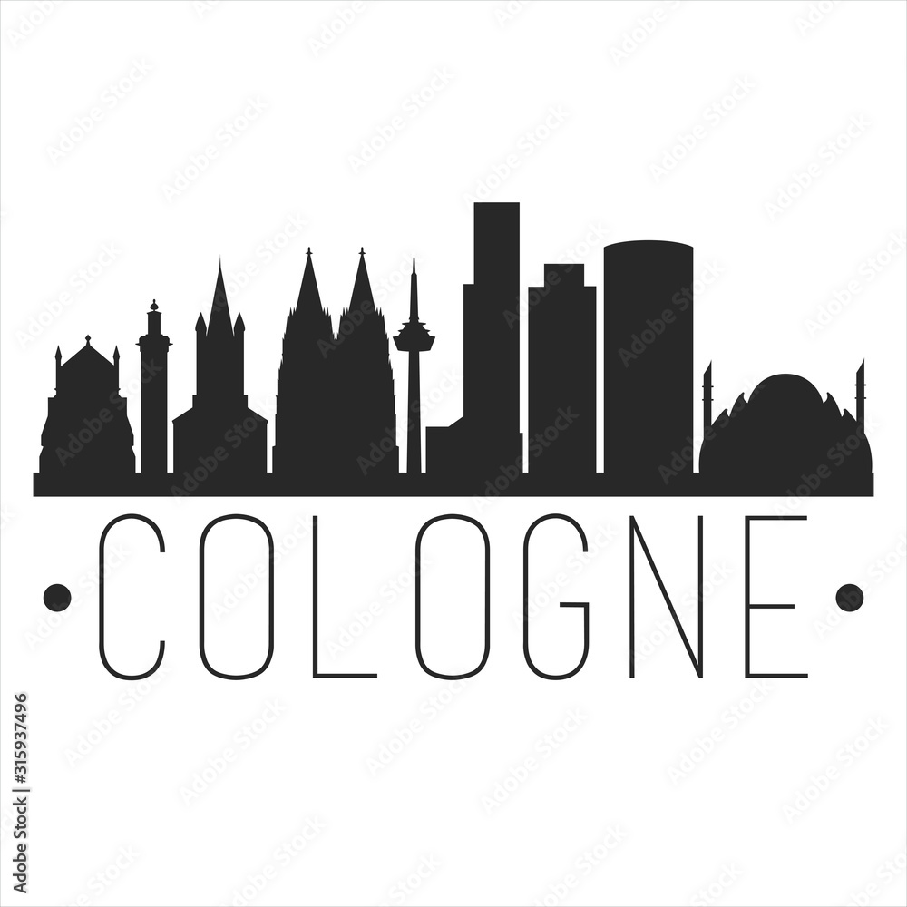 Cologne Germany. City Skyline. Silhouette City. Design Vector. Famous Monuments.