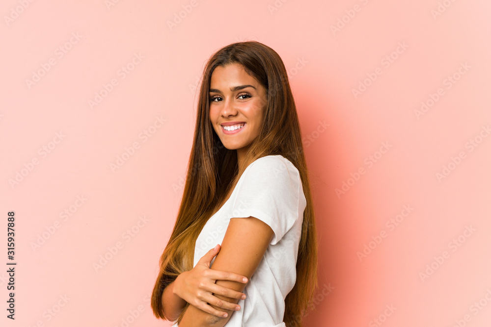 Young caucasian woman doing beauty poses isolated Young caucasian woman doing beauty poses isolated