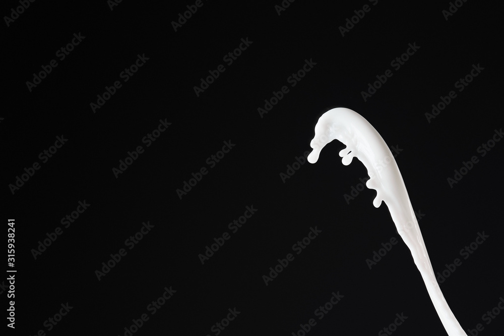 fresh white milk splash with drops isolated on black fresh white milk splash with drops isolated on black