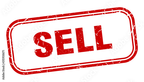sell stamp. sell square grunge red sign
