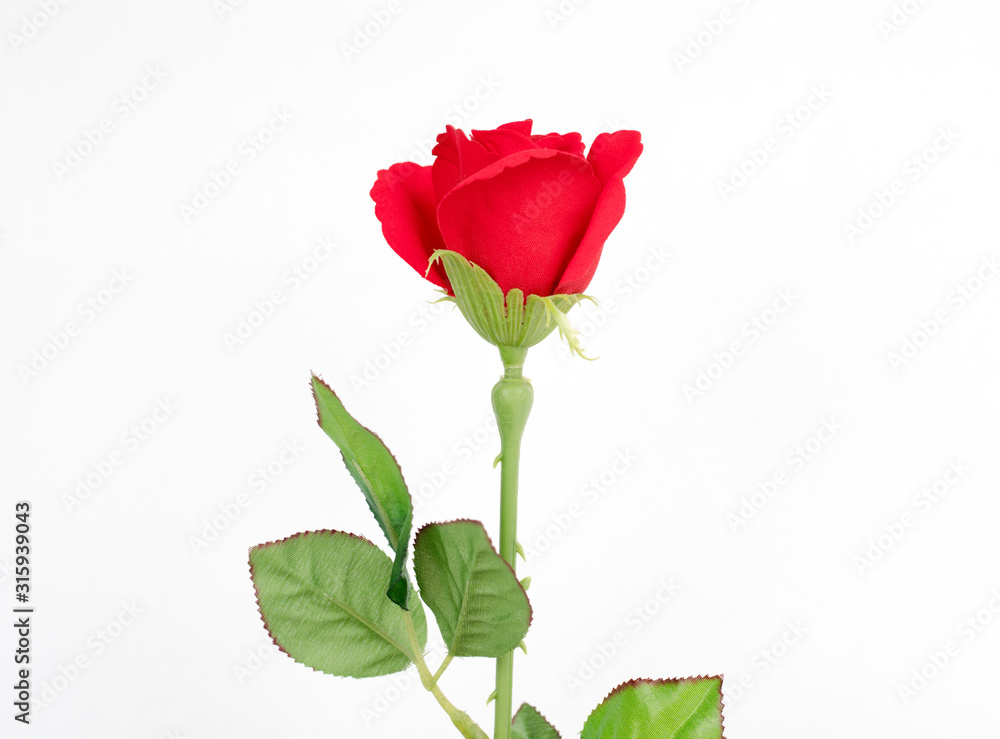 Fototapeta premium Red rose made of paper on the background