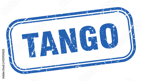 tango stamp. tango square grunge blue sign