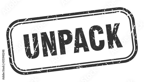unpack stamp. unpack square grunge black sign