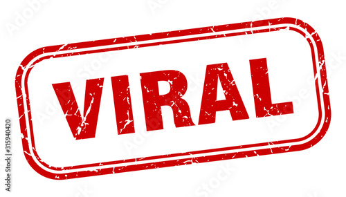 viral stamp. viral square grunge red sign