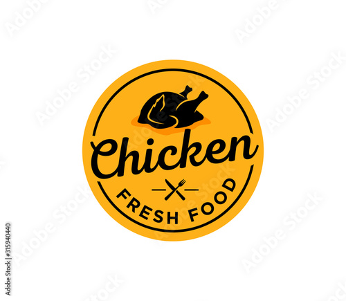 fried chicken logo, emblem, badge, Vector, Illustration