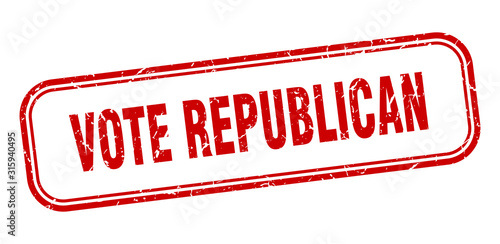 vote republican stamp. vote republican square grunge red sign