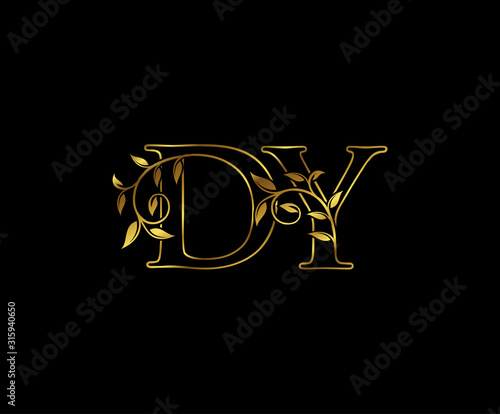 Golden D, Y and DY Luxury Letter Logo Icon  photo