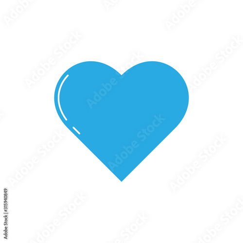 Blue heart flat vector icon isolated on a white background.Heart icon for web and mobile.Valentine's day icon.