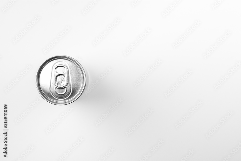Soft drink cans isolated on white background. - top view . Soft drink cans isolated on white background. - top view .