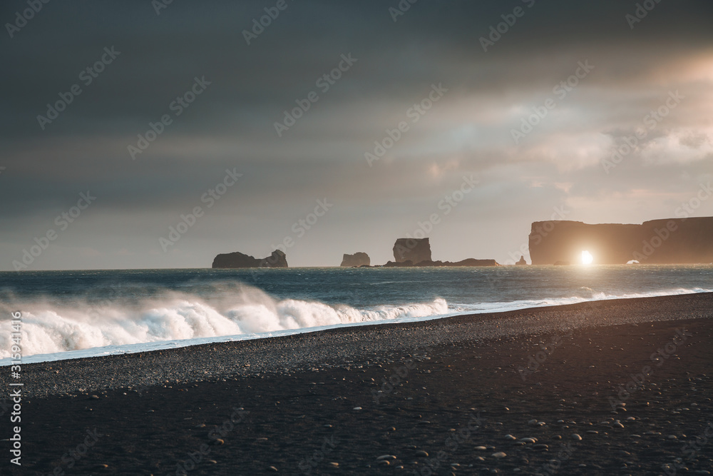 Attractive view of Reynisfjara beach. Location cape Dyrholaey, Iceland, Europe.