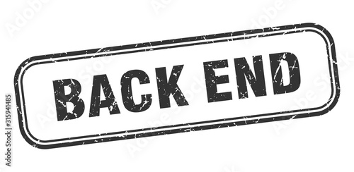 back end stamp. back end square grunge black sign