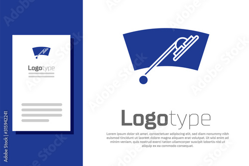 Blue Windscreen wiper icon isolated on white background. Logo design template element. Vector Illustration