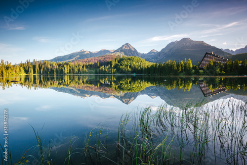 Wonderful lake in National Park High Tatra. Location Strbske pleso, Slovakia, Europe. photo