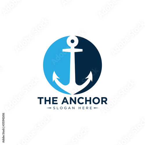 marine retro emblems logo with anchor , anchor logo - vector