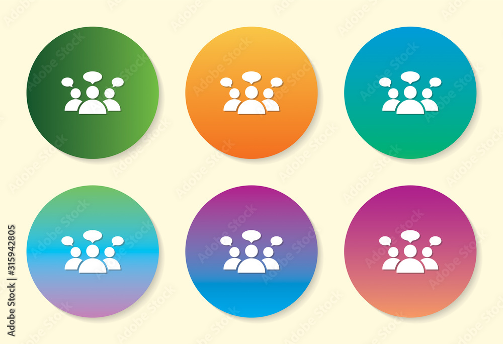 Team six color gradient icon design. Team six color gradient icon design.