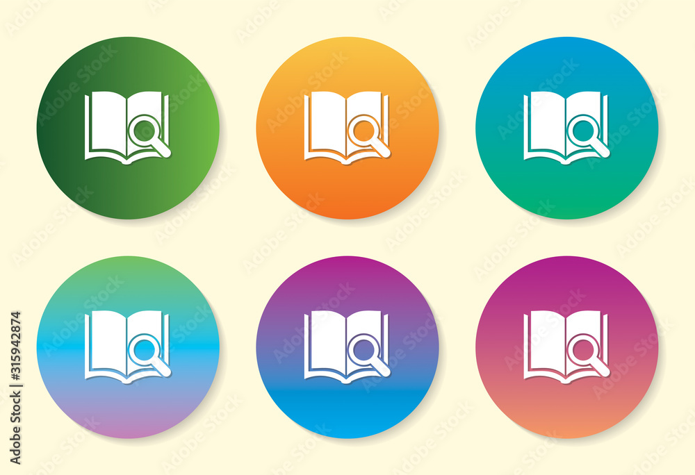 Search Book six color gradient icon design. Search Book six color gradient icon design.