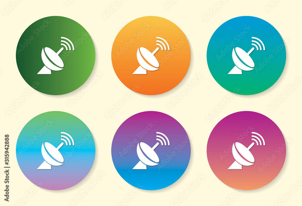 Dish Antenna six color gradient icon design.