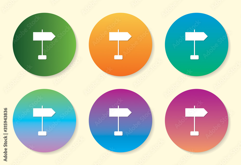 Blank Road Sign six color gradient icon design. Blank Road Sign six color gradient icon design.