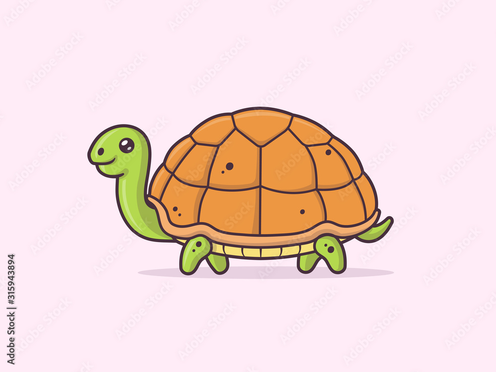 Cute kawaii turtle cartoon illustration Cute kawaii turtle cartoon illustration