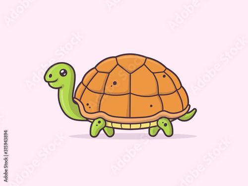 Cute kawaii turtle cartoon illustration
