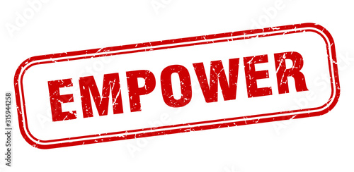 empower stamp. empower square grunge red sign
