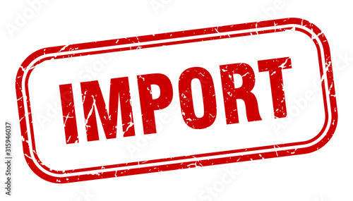 import stamp. import square grunge red sign
